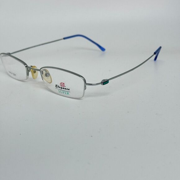 ELEGANCE EL217 Eyeglasses Frames Half Rim Silver Blue 49-20-140 H14352 - Picture 2 of 9